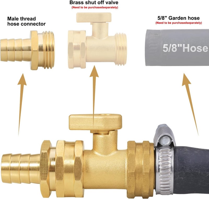 SIGURANTA موصل إصلاح خرطوم الحديقة مع مشابك مجموعة إصلاح طرف الخرطوم، 5/8" بارب ملحقات خرطوم الحديقة ذكر وأنثى نهايات خرطوم الحديقة النحاسية (5/8" بارب - 4 مجموعة) - Image 4